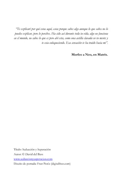 Portada del libro: S37 Seduccion Y Superacion David Del Bass