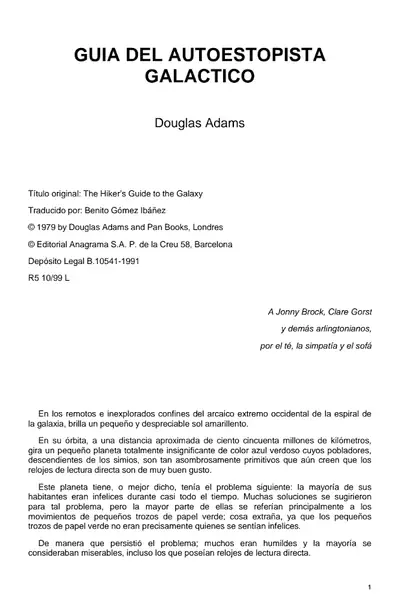 Portada del libro: Adams, Douglas Guia Del Autoestopista Galactico