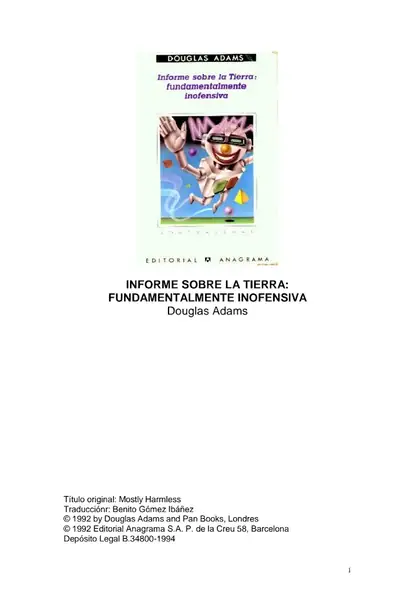 Portada del libro: Adams, Douglas Informe Sobre La Tierra
