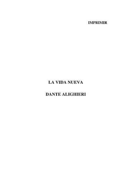 Portada del libro: Alighieri, Dante La Vida Nueva