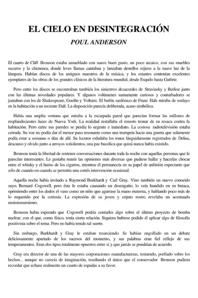 Portada del libro: Anderson, Poul El Cielo En Desintegracion