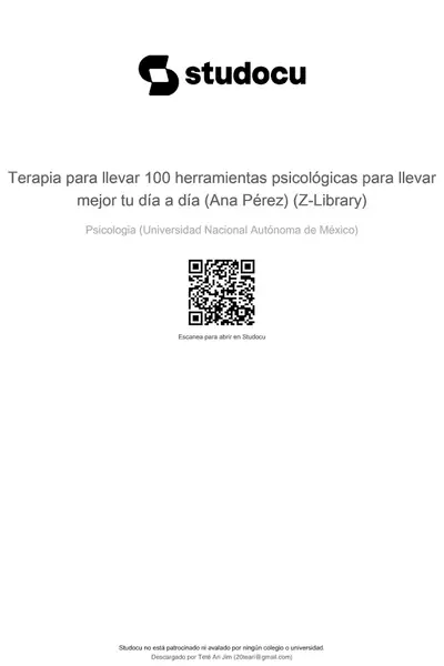 Portada del libro: Terapia Para Llevar 100 Herramientas Psicologicas Para Llevar Mejor Tu Dia A Dia Ana Perez Z Library