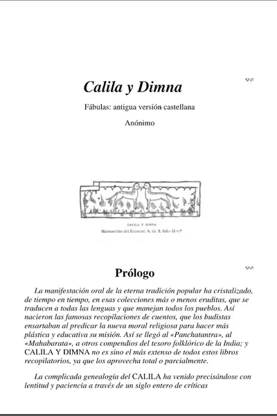 Portada del libro: Calila Y Dimna