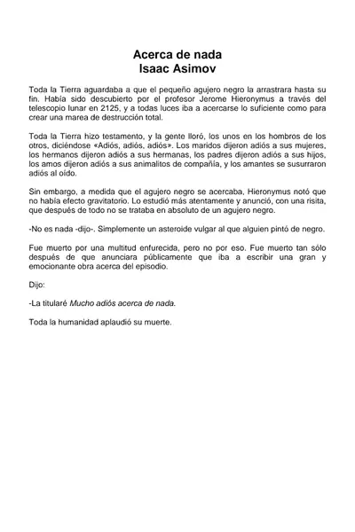Portada del libro: Asimov, Isaac Acerca De Nada