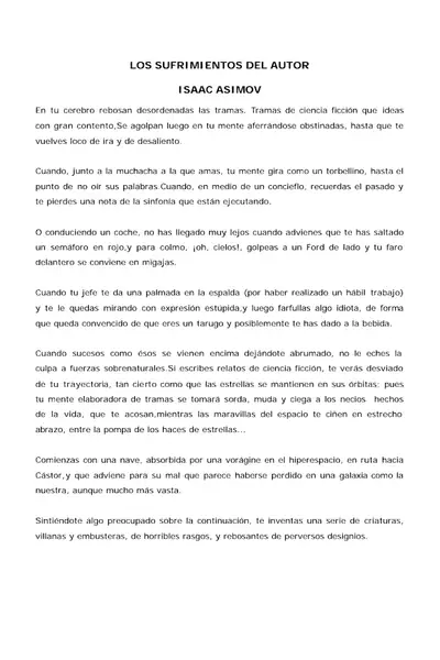 Portada del libro: Asimov, Isaac Los Sufrimientos Del Autor