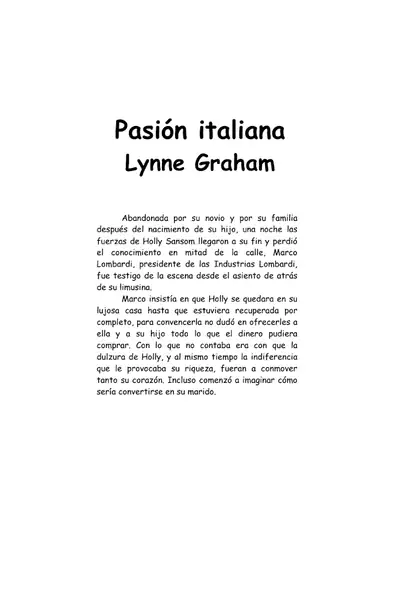 Portada del libro: Lectura Corta Pasion Italiana