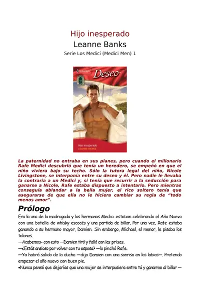 Portada del libro: Lectura Corta Hijo Inesperado