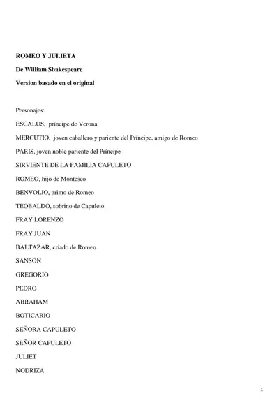 Portada del libro: romeo y julieta