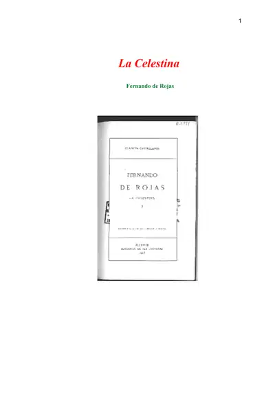 Portada del libro: Rojas, Fernando La Celestina