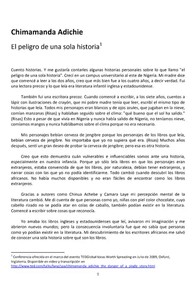 Portada del libro: El Peligro De Una Sola Historia Adichiengozi