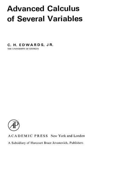 Portada del libro: 95825150 Advanced Calculus Of Several Variables