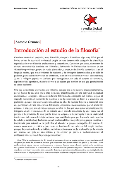 Portada del libro: Gramsci, La Filosofia