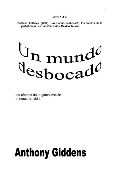 Portada del libro: Un+Mundo+Desbocado Ag