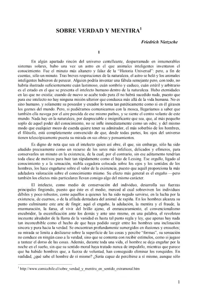 Portada del libro: Sobre Verdad Y Mentira 1