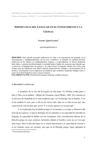 Portada del libro: Revel 8 Importancia Del Lenguaje En El Conocimiento Y La Ciencia