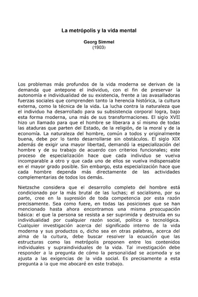 Portada del libro: Simmel, Metropolis
