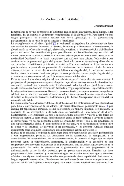 Portada del libro: La Violencia De Lo Global