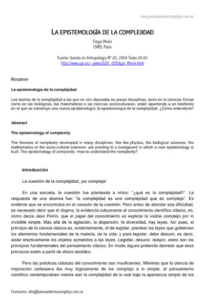 Portada del libro: Morin Edgarepistemologiadelacomplejidad