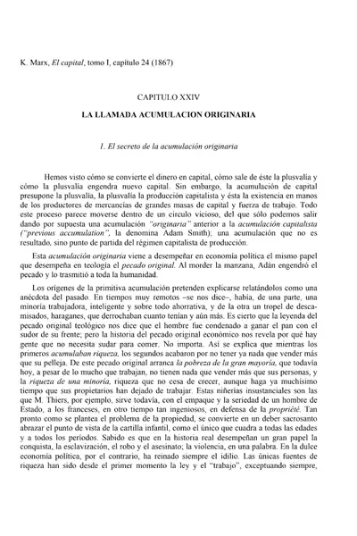 Portada del libro: Marx, El Capital, I, Xxiv