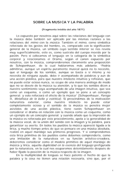 Portada del libro: Nietzsche Musica Y Palabra