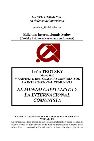 Portada del libro: 1920 Cap Y Comintern