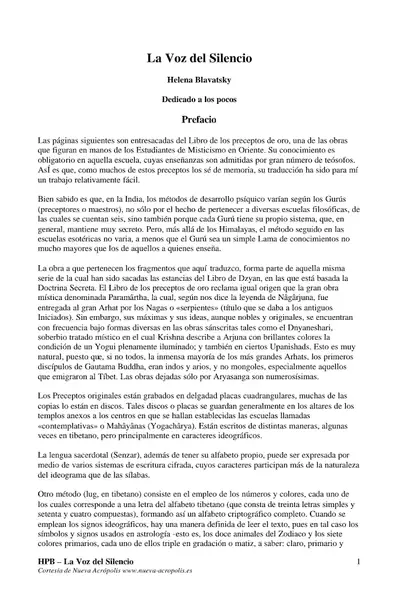 Portada del libro: Hpb La Voz Del Silencio