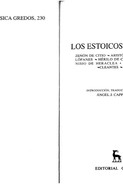 Portada del libro: 174029785 Los Estoicos Antiguos Editorial Gredos