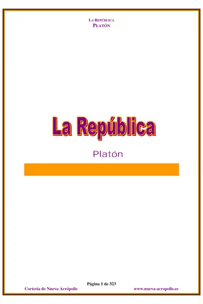 Portada del libro: Platon La Rlica