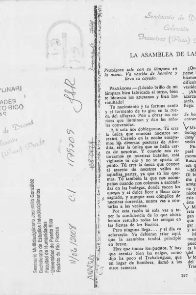 Portada del libro: Asamblea De Mujeres La