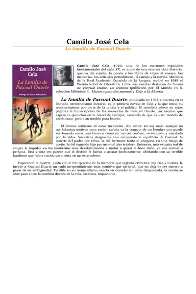Portada del libro: Cela La Familia De Pascual Duarte