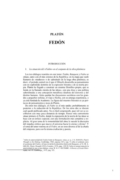 Portada del libro: Platon Fedon