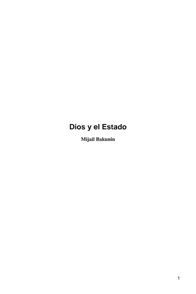 Portada del libro: Bakunin, Mijail Dios Y El Estado