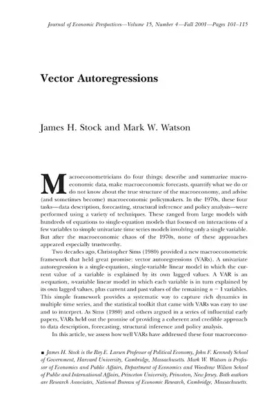 Portada del libro: 331915768 Vector Autoregressions Stock