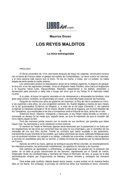 Portada del libro: Druon Maurice Los Reyes Malditos 2 La Reina Estragulada