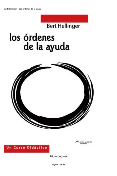 Portada del libro: Los Ordenes De La Ayuda Bert Hellinger