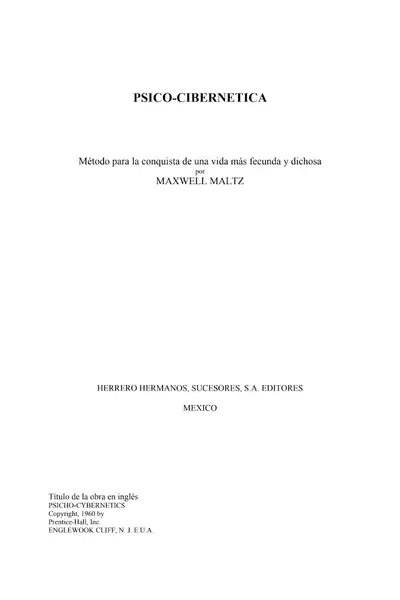 Portada del libro: Maxwell Maltz Psicocibernetica
