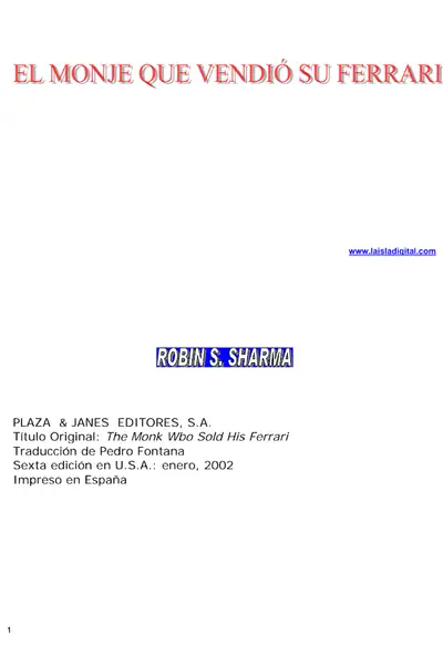 Portada del libro: El Monje Que Vendio Su Ferrari