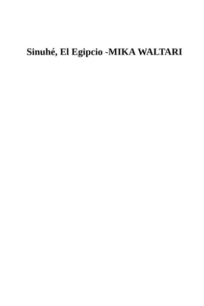 Portada del libro: Sinuhé El Egipcio