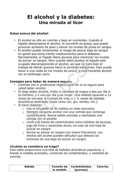 Portada del libro: Alcohol Y Paciente Con Diabetes Conteo De Carbohidratos