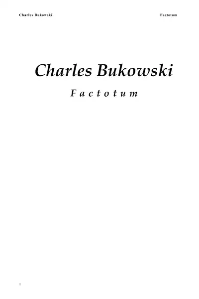 Portada del libro: Bukowski Charles Factotum