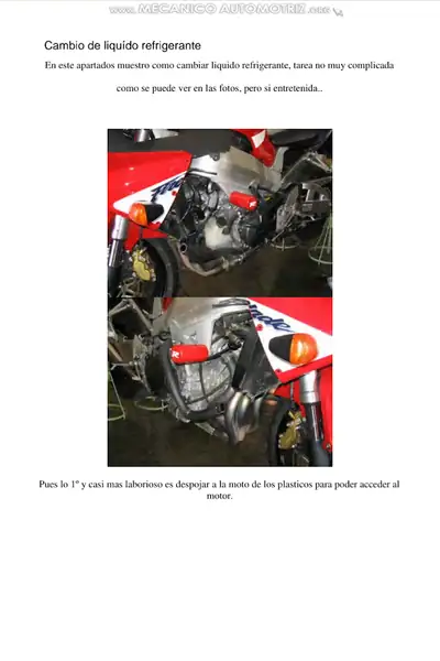 Portada del libro: Manual Procedimiento Cambio Liquido Refrigerante Motocicletas
