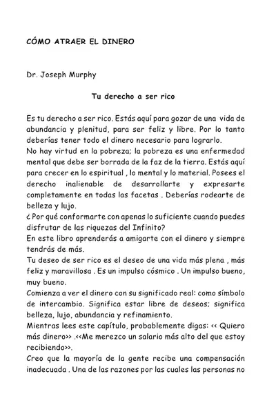 Portada del libro: Como Atraer El Dinero Joseph Murphy