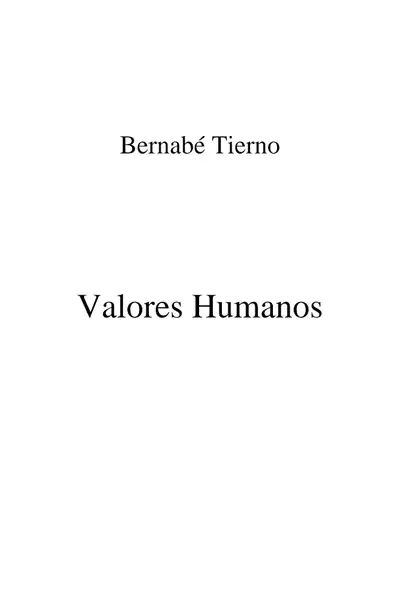 Portada del libro: Tierno, Bernabé Valores Humanos