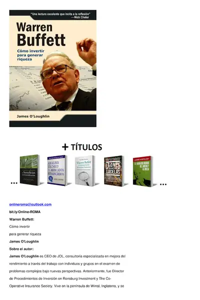 Portada del libro: Como Invertir Para Generar Riqueza Warren Buffett