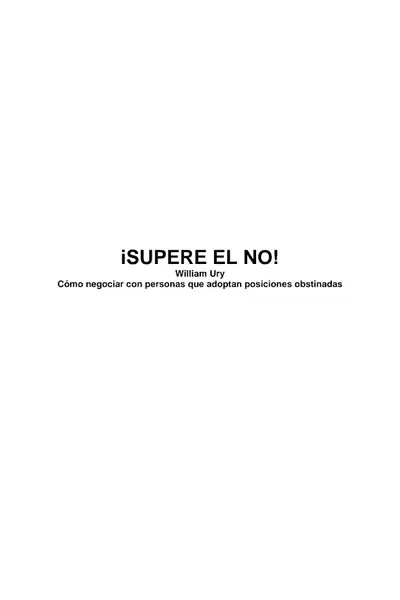 Portada del libro: Supere El No Ury William