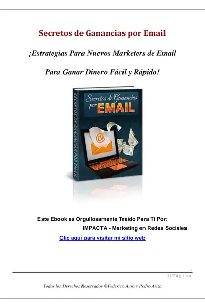 Portada del libro: Secretos De Ganancias Por Email Otros