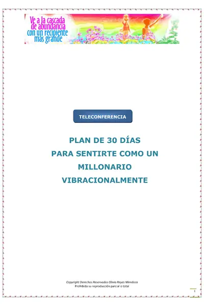 Portada del libro: Pla De 30 Dias Para Sentirte Millonario