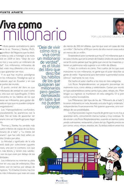 Portada del libro: Viva Como Millonario Calero Septiembre 2011
