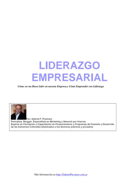 Portada del libro: Liderazgo Empresarial Gabriel F Piconero