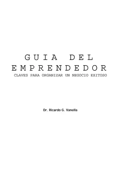 Portada del libro: Guia Del Emprendedor Ricardo Vanella